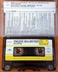 YNGWIE MALMSTEEN - ECLIPSE (1990) PLAKSAN CASSETTE MADE IN TURKEY ''USED'' PAPER LABEL