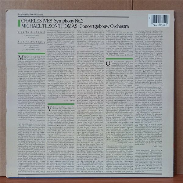 CHARLES IVES: SYMPHONY NO. 2 / MICHAEL TILSON THOMAS, CONCERTGEBOUW ORCHESTRA (1982) - LP 2.EL PLAK