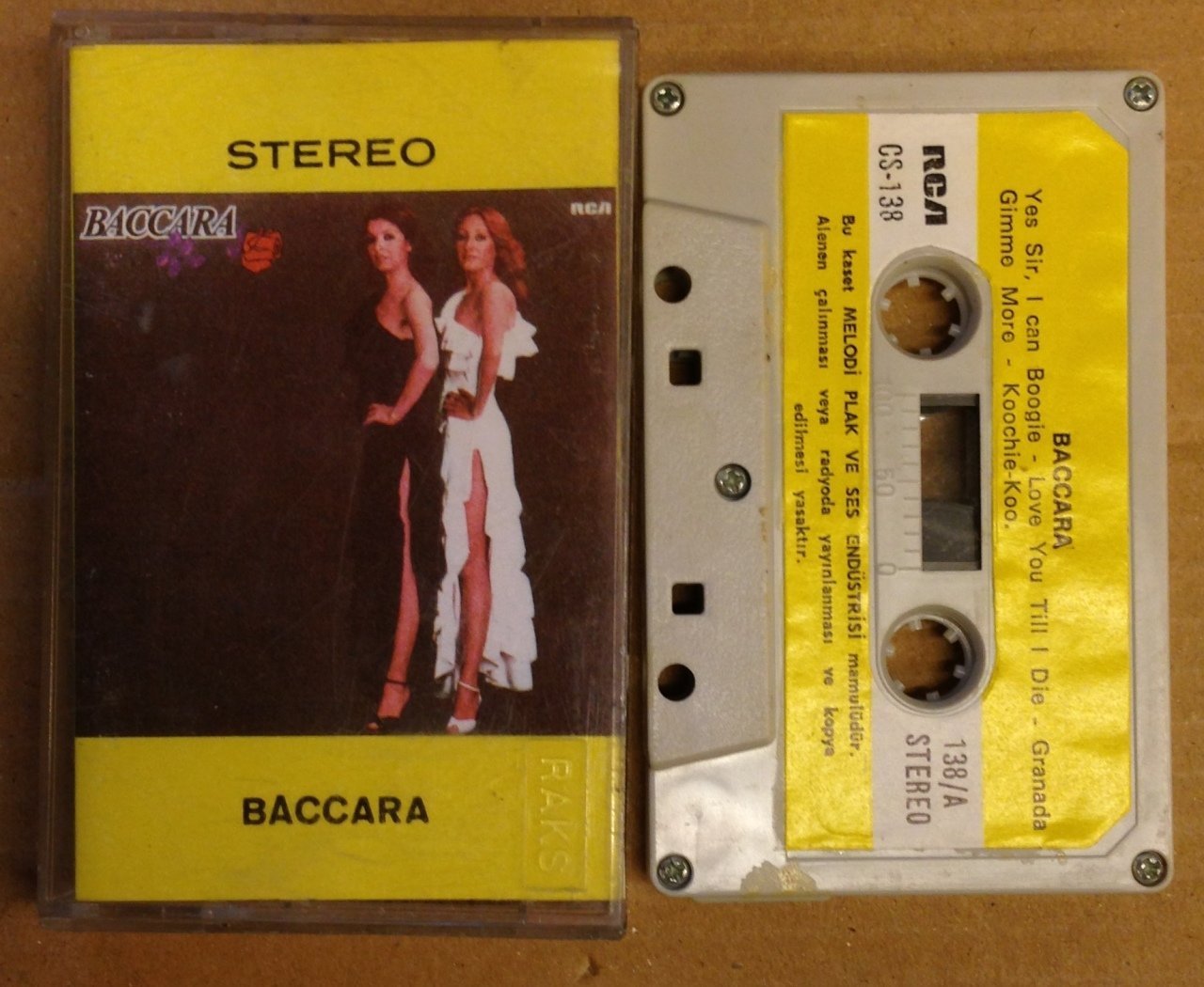 BACCARA 1970'S PAPER LABEL CASSETTE MADE IN TURKEY ''USED''