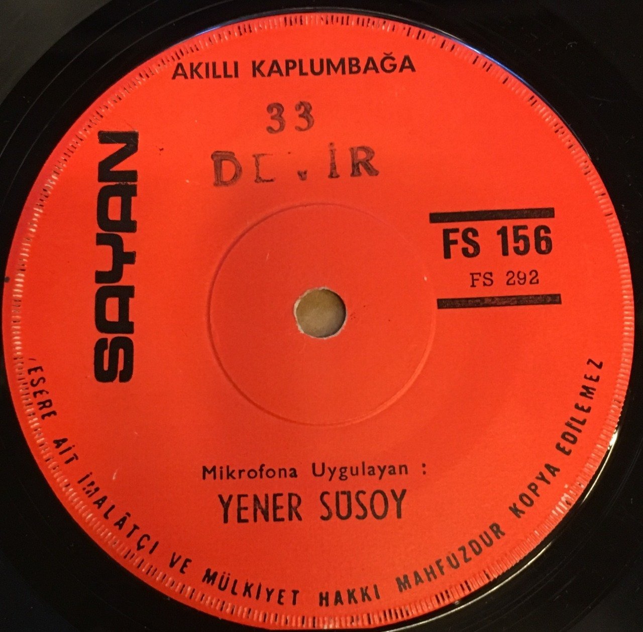 YENER SÜSOY - ZIPZIP HOCA / AKILLI KAPLUMBAĞA 7'' 33 DEVİR