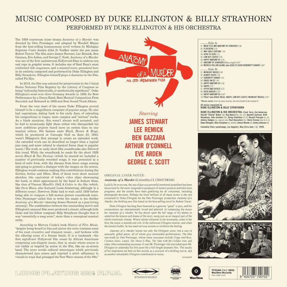 ANATOMY OF A MURDER SOUNDTRACK DUKE ELLINGTON - LP 180GR SIFIR PLAK