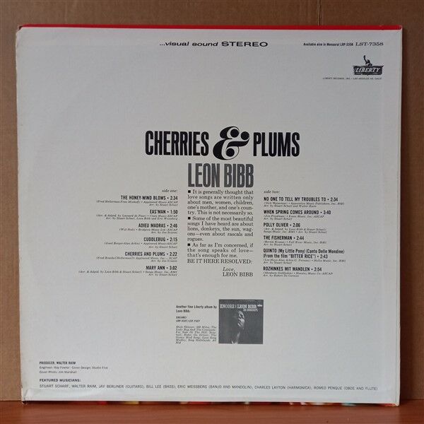 LEON BIBB – CHERRIES & PLUMS (1964) - LP 2.EL PLAK