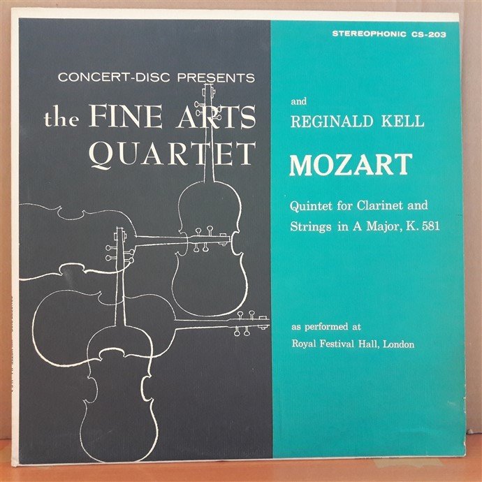 MOZART: QUINTET FOR CLARINET AND STRINGS, FINE ARTS QUARTET AND REGINALD KELL - PLAK 2.EL