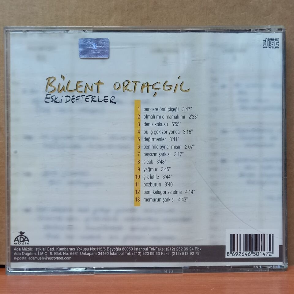BÜLENT ORTAÇGİL – ESKİ DEFTERLER (1999) - CD 2.EL