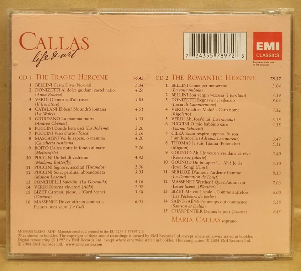 MARIA CALLAS - LIFE & ART (2004) - 2CD COMPILATION JEWEL CASE 2.EL