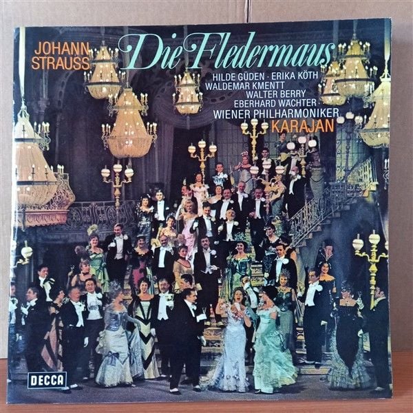 STRAUSS: DIE FLEDERMAUS / HILDE GÜDEN, ERIKA KÖTH, WALDEMAR KMENTT, WALTER BERRY, EBERHARD WACHTER, WIENER PHILHARMONIKER, KARAJAN - LP 2.EL PLAK