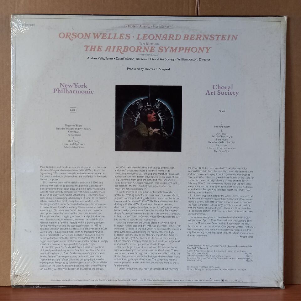 MARC BLITZSTEIN: THE AIRBORNE SYMPHONY / NEW YORK PHILHARMONIC, LEONARD BERNSTEIN (1976) - LP DÖNEM BASKISI SIFIR PLAK