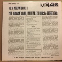 JAZZ AT THE PRESERVATION HALL III, PAUL BARBARIN'S BAND / PUNCH MILLER'S BUNCH & GEORGE LEWIS (1963) REISSUE 2.EL PLAK