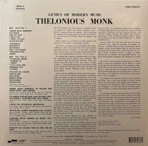 THELONIOUS MONK - GENIUS OF MODERN MUSIC VOL1 (1951) - LP BLUE NOTE CLASSIC VINYL SERIES 180GR 2022 EDITION SIFIR PLAK