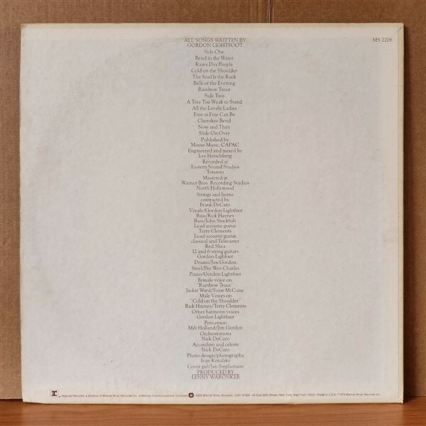 GORDON LIGHTFOOT COLD ON THE SHOULDER (1975) LP 2.EL PLAK