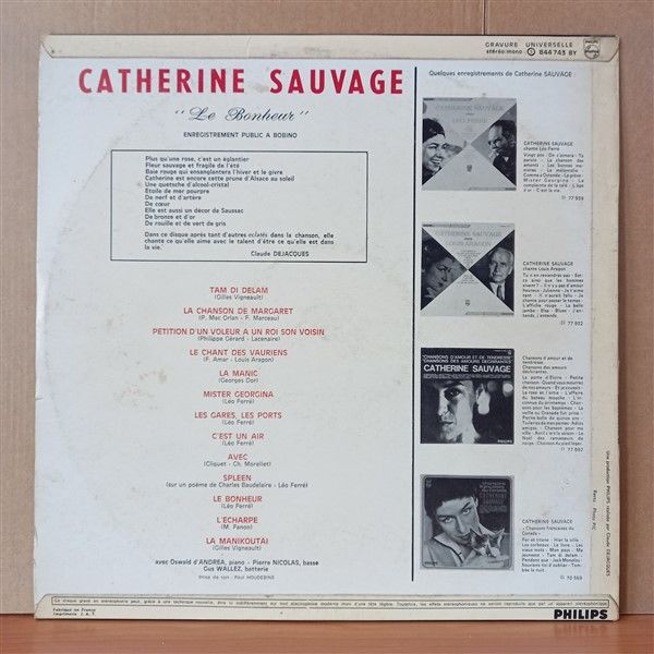CATHERINE SAUVAGE – LE BONHEUR (1968) - LP 2.EL PLAK