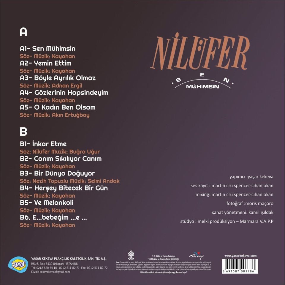 NİLÜFER - SEN MÜHİMSİN (1990) - LP 2024 EDİSYON GATEFOLD SIFIR PLAK
