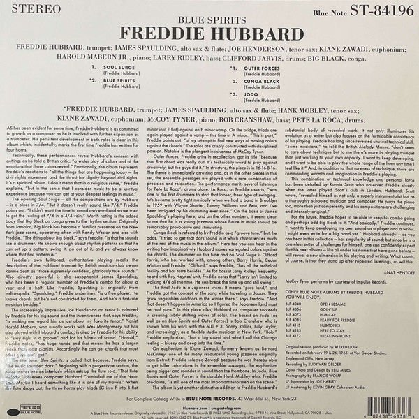 FREDDIE HUBBARD - BLUE SPIRITS (1967) - 2LP BLUE NOTE TONE POET SERIES 180GR 2023 EDITION SIFIR PLAK
