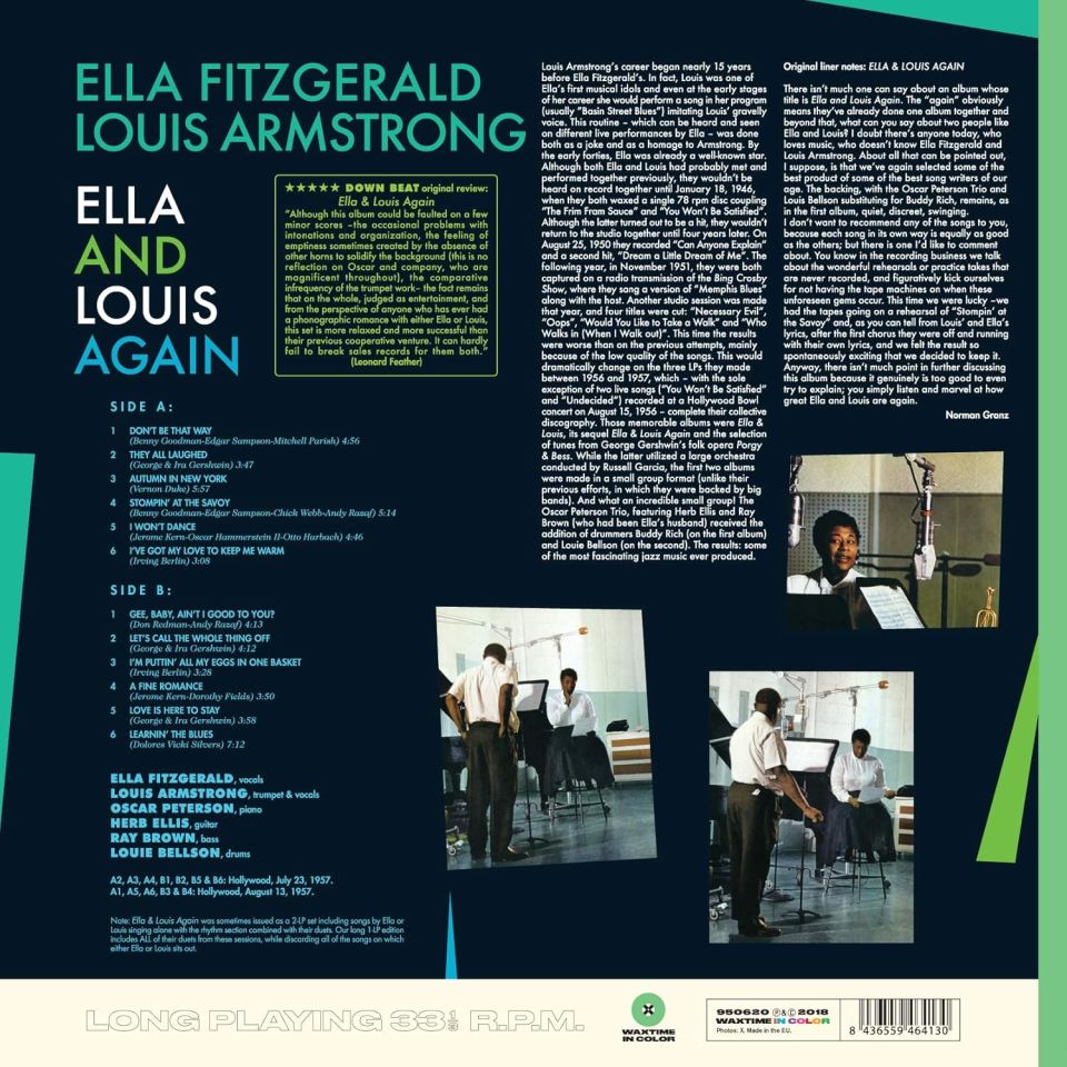 ELLA FITZGERALD & LOUIS ARMSTRONG  - ELLA AND LOUIS AGAIN (1971)  - 2018 LP 180GR SIFIR PLAK