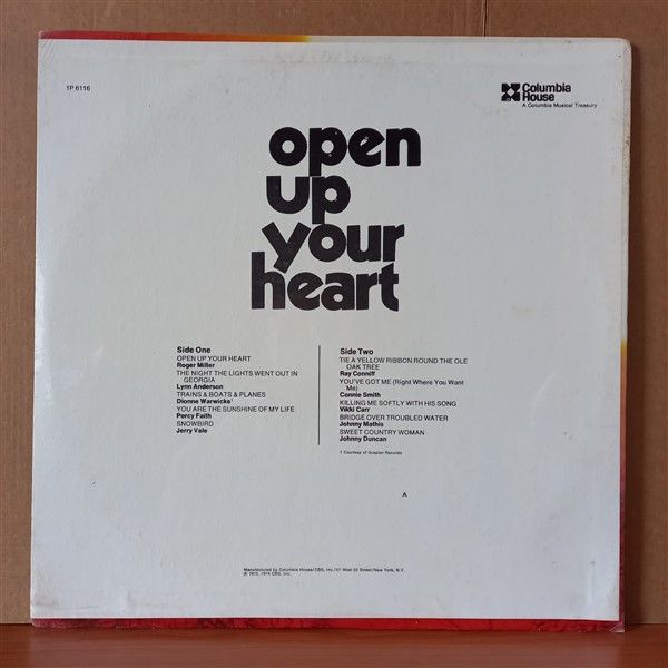 OPEN UP YOUR HEART / PERCY FAITH, ROGER MILLER, RAY CONNIFF, VIKKI CARR, JOHNNY MATHIS, JERRY VALE (1974) - LP DÖNEM BASKISI SIFIR PLAK