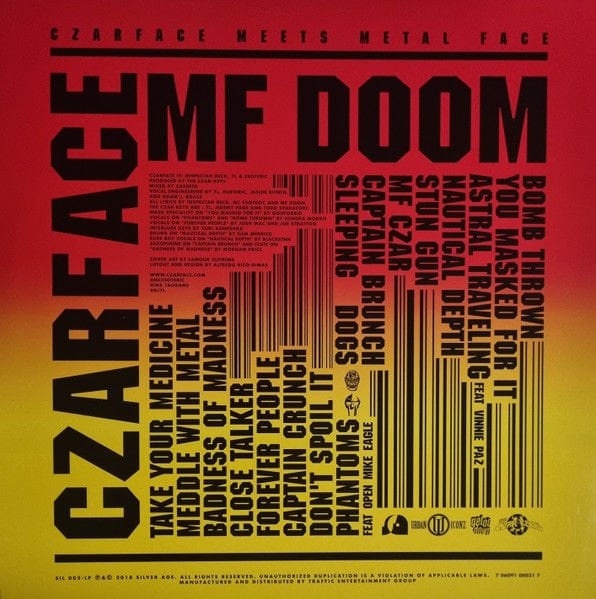 CZARFACE & MF DOOM - CZARFACE MEETS METAL FACE (2018) - LP 2021 EDITION HIP HOP , BOOM BAP SIFIR PLAK