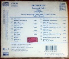 PROKOFIEV - ROMEO & JULIET (HIGHLIGHTS) CZECHO-SLOVAK PHILHARMONIC ORCHESTRA (KOSICE) ANDREW MOGRELIA (1990) NAXOS CD 2.EL
