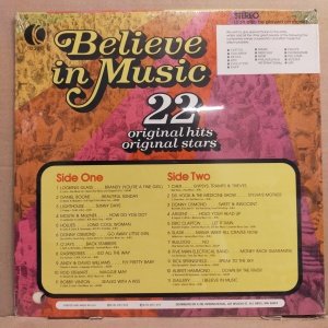 BELIEVE IN MUSIC - 22 ORIGINAL HITS / CHER ERIC CLAPTON SLADE ROD STEWART BOBBY WINTON etc (1972) - LP DÖNEM BASKI CUT-OUT SIFIR PLAK
