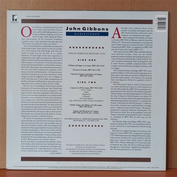 JOHN GIBBONS – A BACH RECITAL (1987) - LP 2.EL PLAK