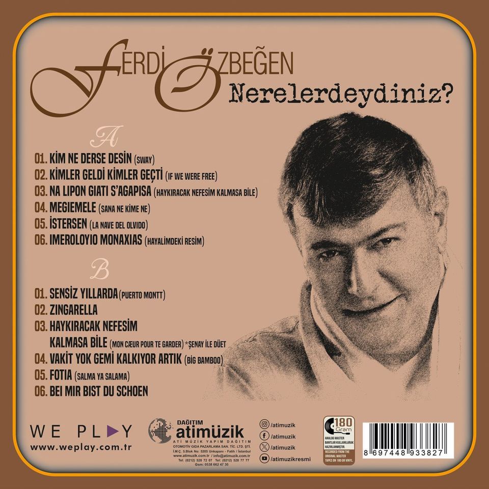 FERDİ ÖZBEĞEN - NERELERDEYDİNİZ (2009) - LP 180GR 2023 EDİSYON SIFIR PLAK