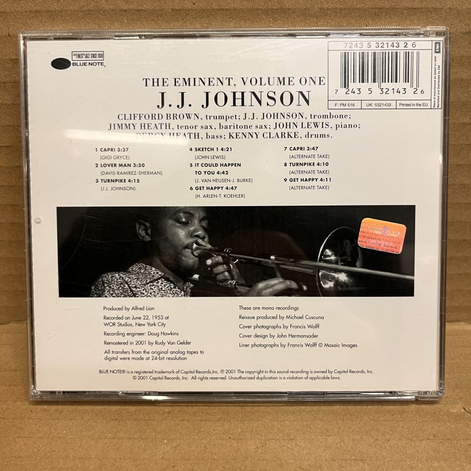 J.J. JOHNSON – THE EMINENT, VOLUME ONE (1953) - CD 2001 2.EL