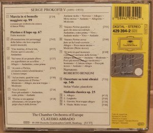 SERGEI PROKOFIEV, THE CHAMBER ORCHESTRA OF EUROPE, ROBERTO BENIGNI, CLAUDIO ABBADO – PIERINO E IL LUPO, SINFONIA CLASSICA (1990) - CD 2.EL