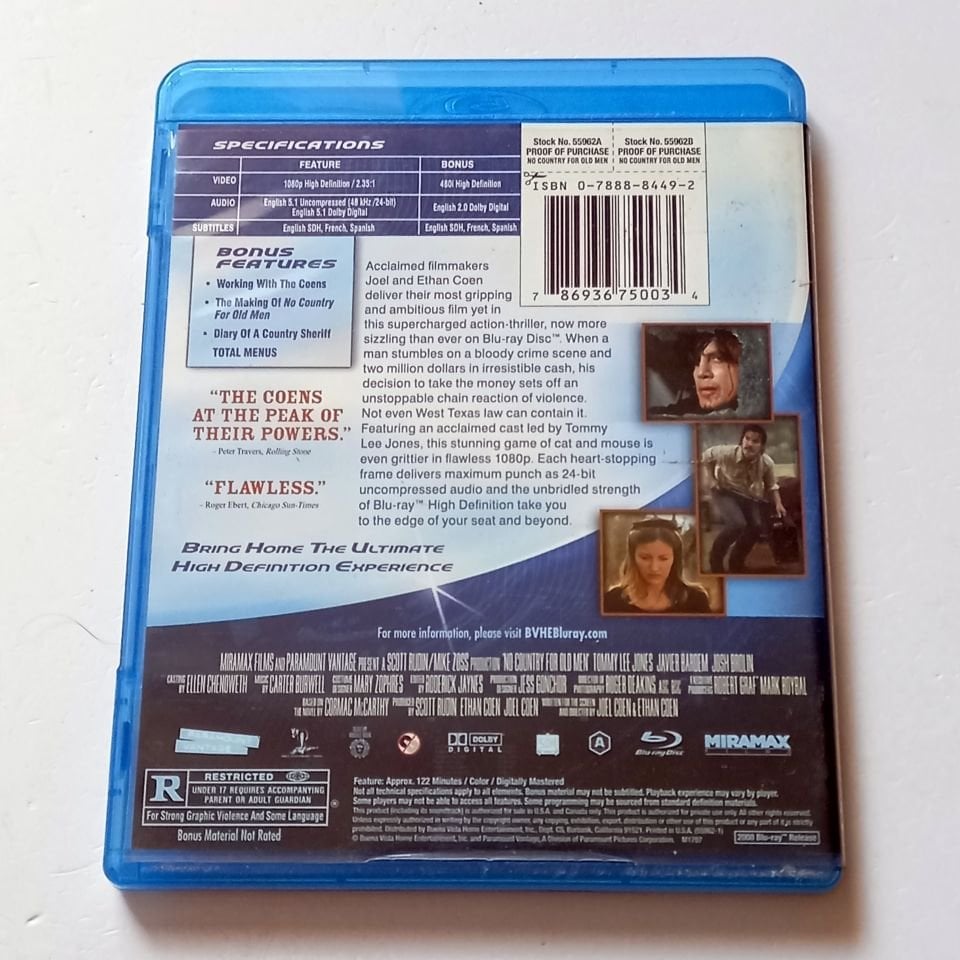NO COUNTRY FOR OLD MEN - TOMMY LEE JONES, JAVIER BARDEM, JOSH BROLIN - YÖN.: JOEL COEN & ETHAN COEN - BLU-RAY REGION A TÜRKÇE ALTYAZI YOKTUR 2.EL