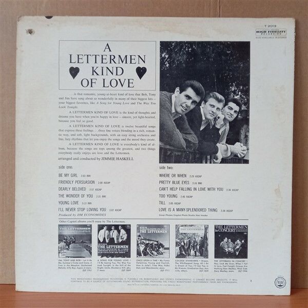 THE LETTERMEN – A LETTERMEN KIND OF LOVE (1963) - LP 2.EL PLAK