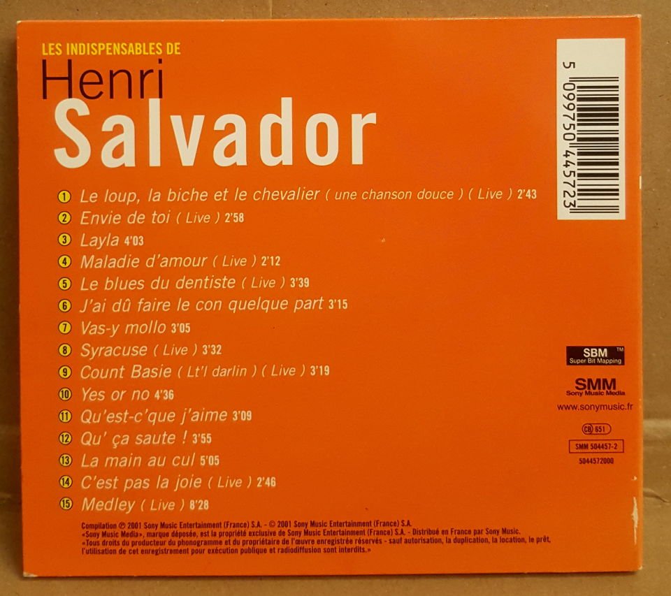 HENRI SALVADOR - LES INDISPENSABLES (2001) - CD COMPILATION DIGIPACK 2.EL