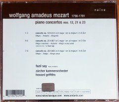 FAZIL SAY - MOZART: PIANO CONCERTOS NOS. 12,21 & 23 / ZÜRCHER KAMMERORCHESTER, HOWARD GRIFFITHS (2004) NAIVE CD 2.EL