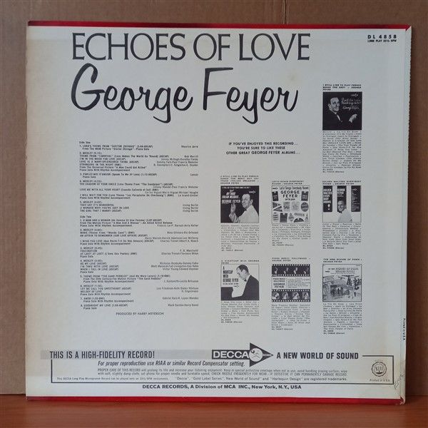 GEORGE FEYER – ECHOES OF LOVE (1967) - LP 2.EL PLAK