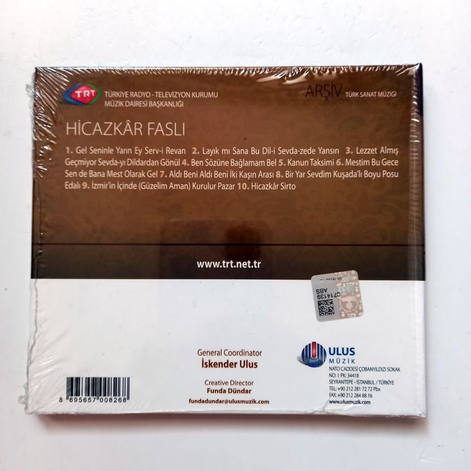 HİCAZKAR FASLI / TÜRK SANAT MÜZİĞİ / TRT ARŞİV SERİSİ 220 - CD SIFIR