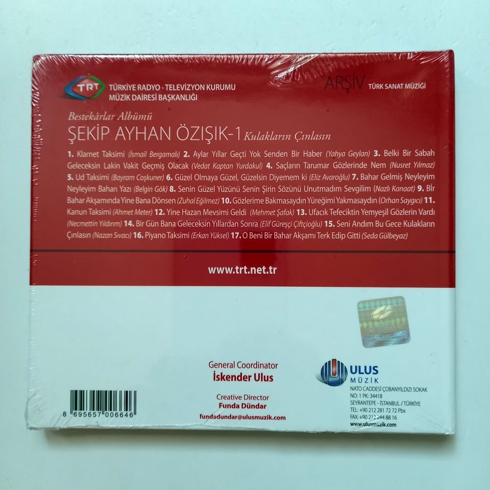 ŞEKİP AYHAN ÖZIŞIK-1 / KULAKLARIN ÇINLASIN / TÜRK SANAT MÜZİĞİ / TRT ARŞİV SERİSİ 109 - CD SIFIR