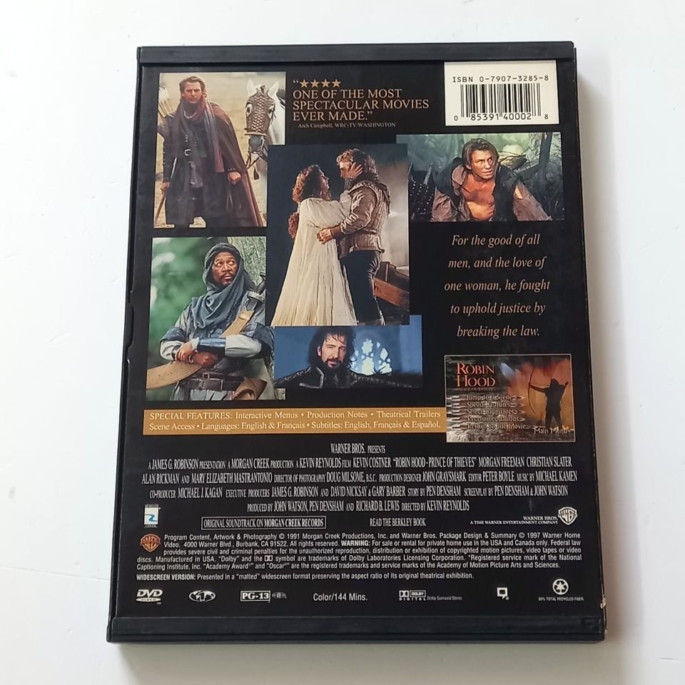 ROBIN HOOD PRINCE OF THIEVES (1991) - KEVIN COSTNER - MORGAN FREEMAN - SNAPCASE DVD 2.EL