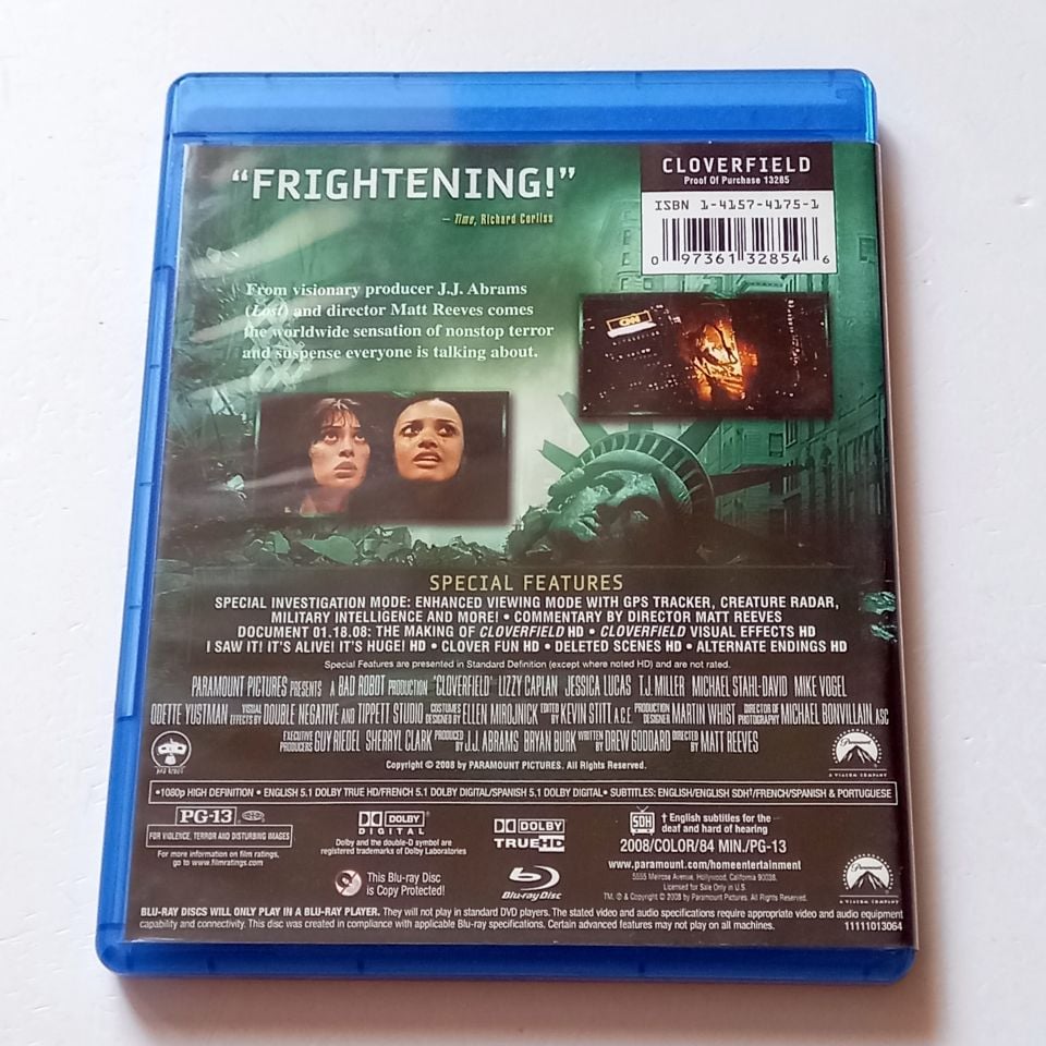 CLOVERFIELD - LIZZY CAPLAN, JESSICA LUCAS, ODETTE YUSTMAN - YÖN.: MATT REEVES - BLU-RAY REGION FREE 2.EL TÜRKÇE ALTYAZI YOKTUR