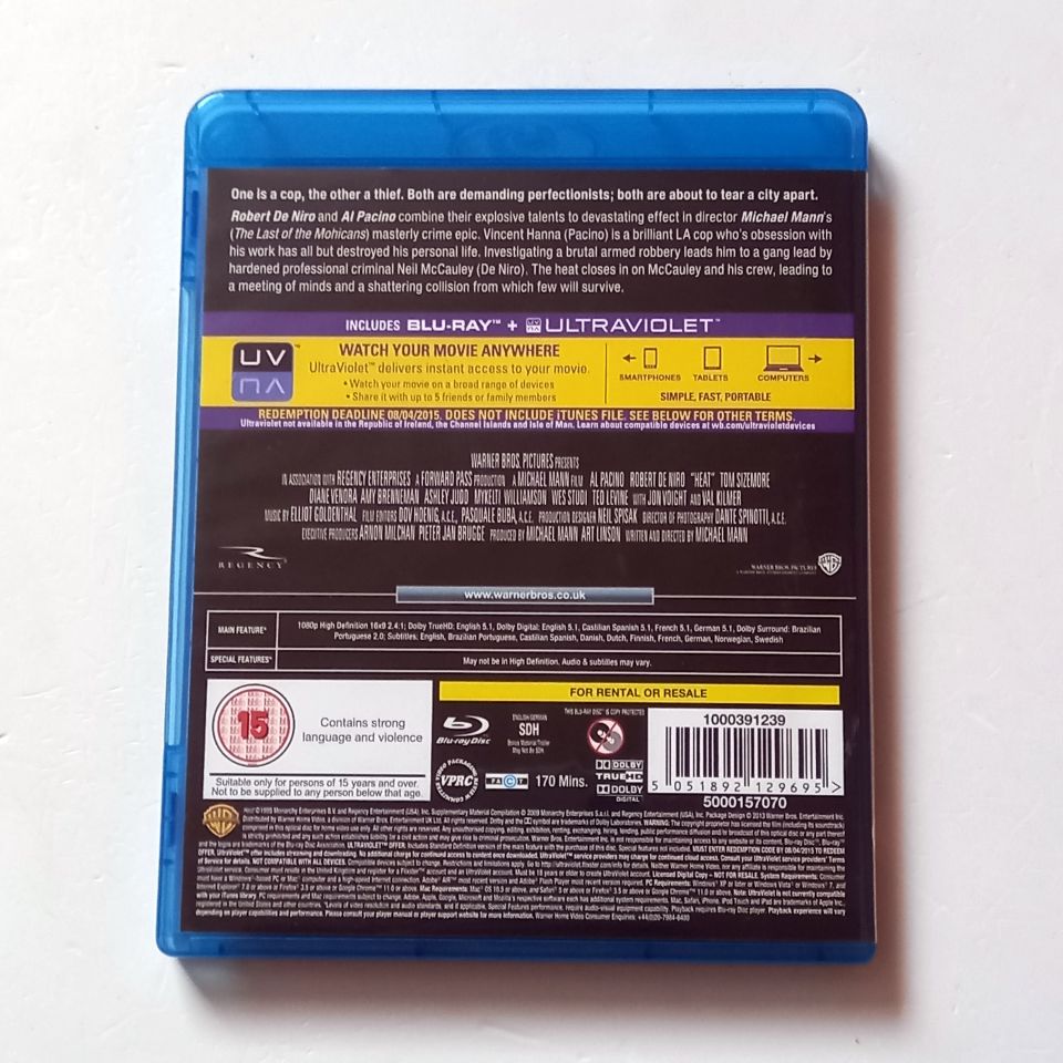 HEAT - AL PACINO, ROBERT DE NIRO, VAL KILMER - YÖN.: MICHAEL MANN  - BLU-RAY 2.EL REGION FREE TÜRKÇE ALTYAZI YOKTUR