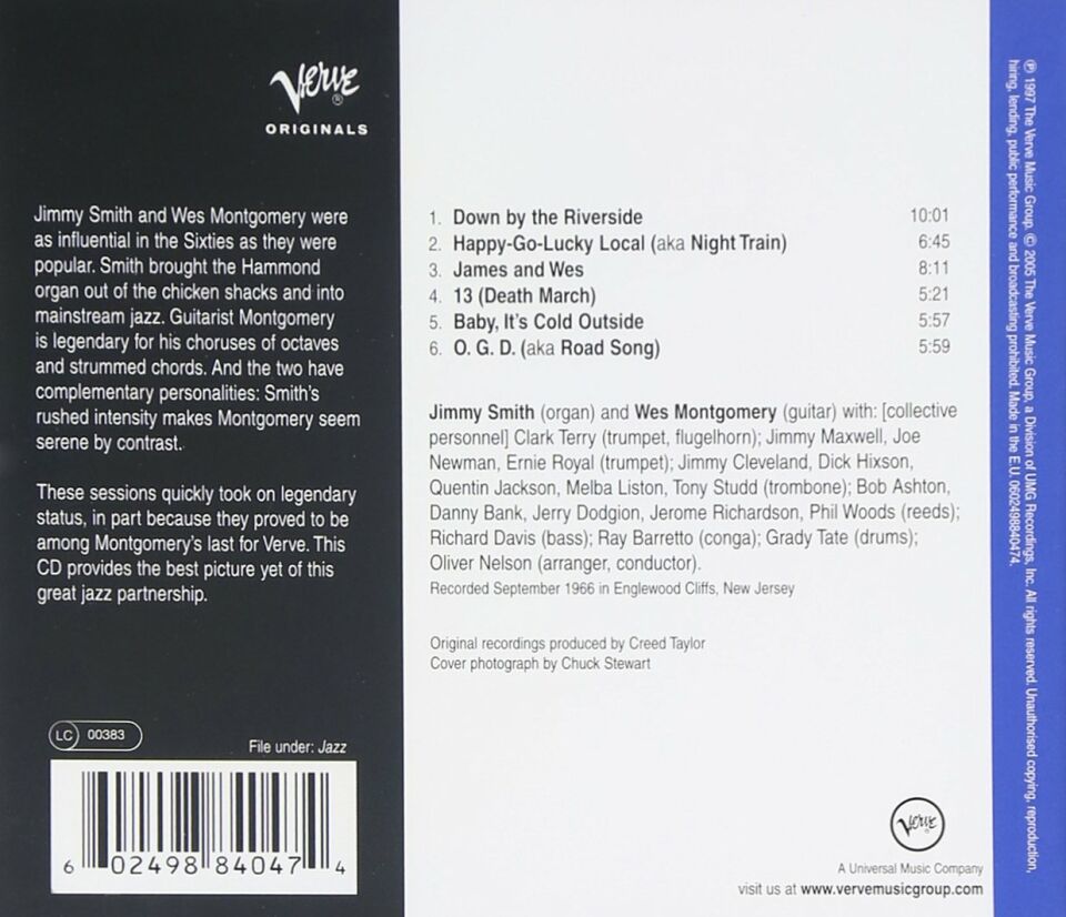 JIMMY SMITH & WES MONTGOMERY - THE DYNAMIC DUO (1966) - CD 1997 EDITION SIFIR