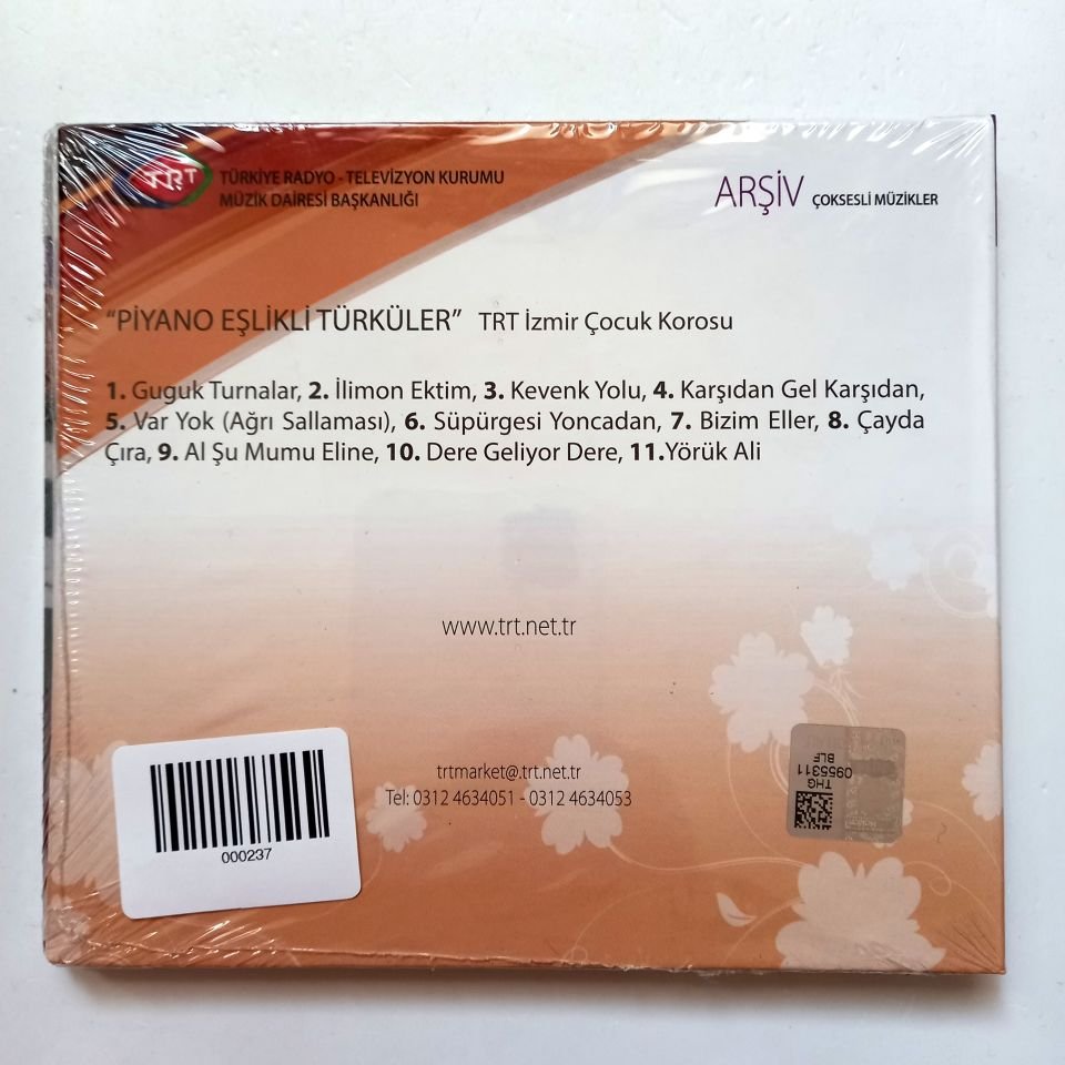 PİYANO EŞLİKLİ TÜRKÜLER / TRT İZMİR KOROSU / TRT ARŞİV SERİSİ 250 - CD SIFIR