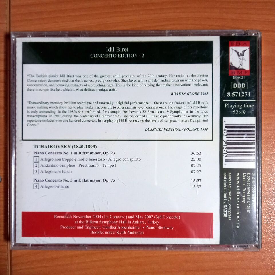 PYOTR ILYICH TCHAIKOVSKY, İDİL BİRET, BİLKENT SYMPHONY ORCHESTRA & EMIL TABAKOV – TCHAIKOVSKY PIANO CONCERTOS NOS. 1 AND 3 (2009) - CD 2.EL