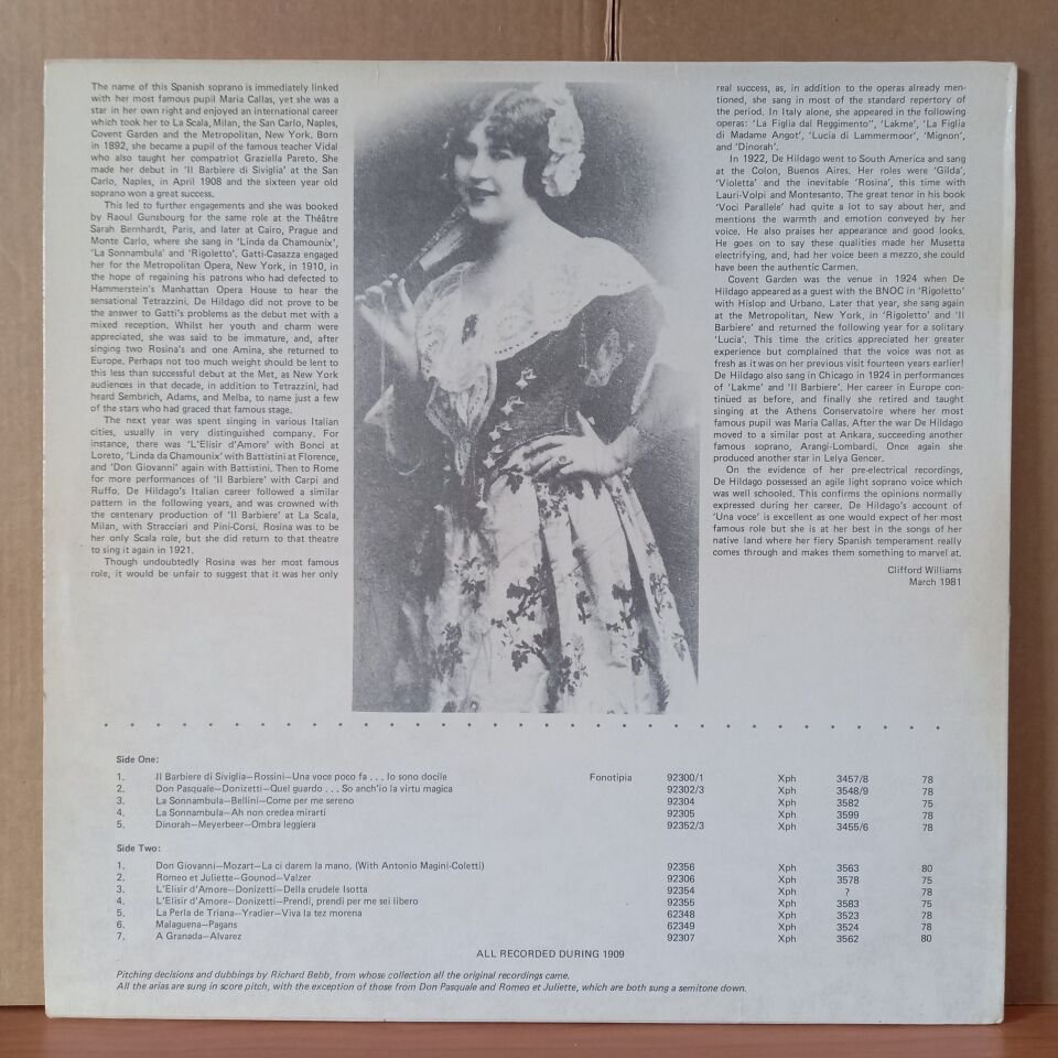 ELVIRA DE HIDALGO / ROSSINI, DONIZETTI, BELLINI, MOZART, GOUNOD (1981) - LP 2.EL PLAK