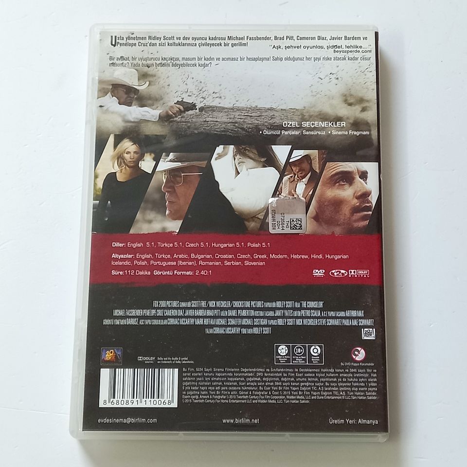 DANIŞMAN - The COUNSELOR - MICHAEL FASSBENDER - JAVIER BARDEM - RIDLEY SCOTT - DVD 2.EL
