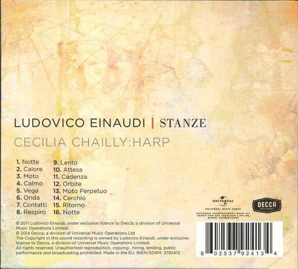 LUDOVICO EINAUDI / CECILIA CHAILLY – STANZE (2014) - CD REMASTERED REISSUE SIFIR