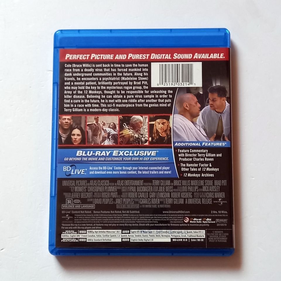 12 MONKEYS - BRUCE WILLIS, MADELEINE STOWE, BRAD PITT - YÖN.: TERRY GILLIAM  - BLU-RAY 2.EL BÖLGE A TÜRKÇE ALTYAZI YOKTUR