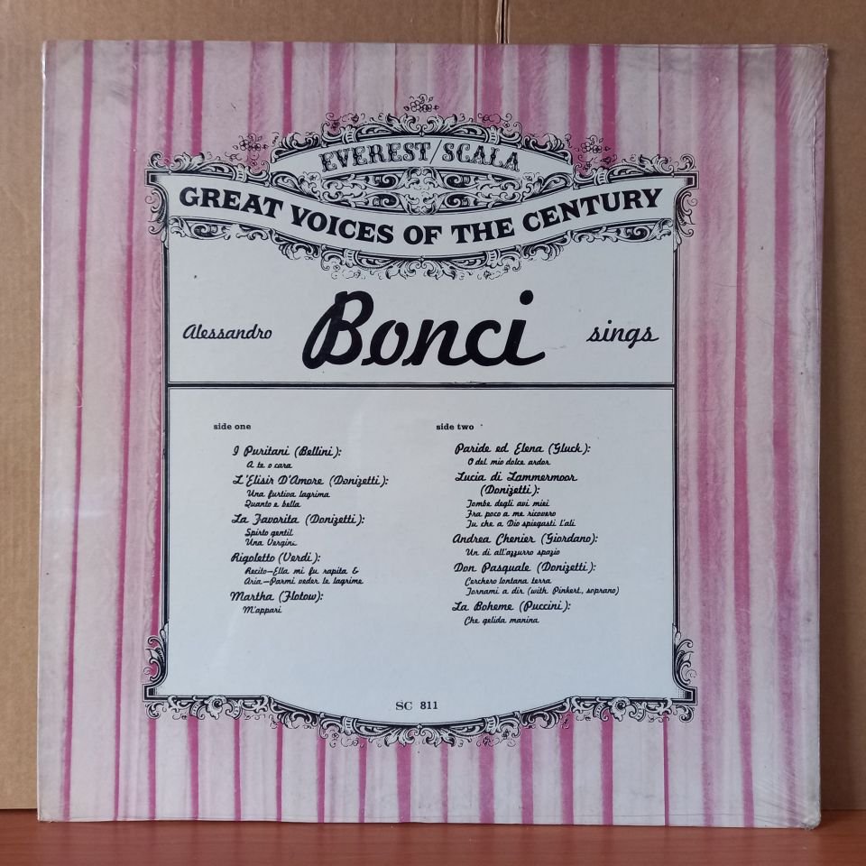 ALESSANDRO BONCI – ALESSANDRO BONCI SINGS / BELLINI, DONIZETTI, VERDI, GLUCK, PUCCINI - LP DÖNEM BASKISI SIFIR PLAK