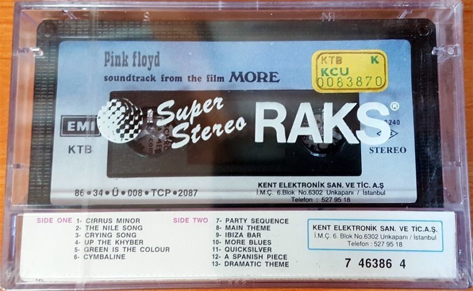 PINK FLOYD - MORE (1986) - KASET AMBALAJINDA SIFIR
