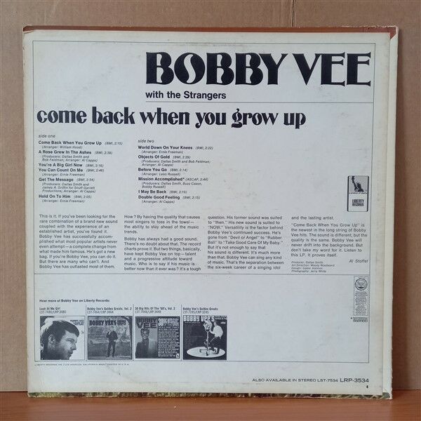 BOBBY VEE AND THE STRANGERS – COME BACK WHEN YOU GROW UP (1967) - LP 2.EL PLAK