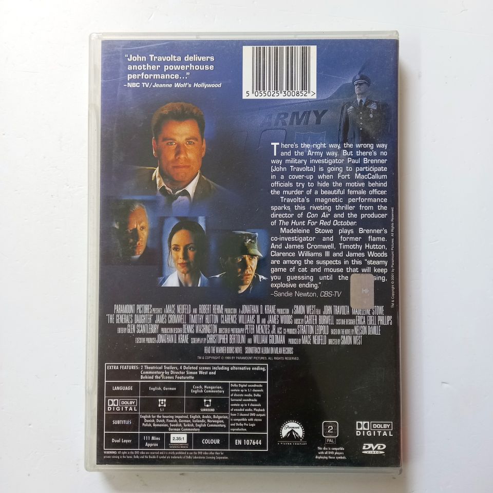 THE GENERAL\'S DAUGHTER - JOHN TRAVOLTA - SIMON WEST - DVD 2.EL