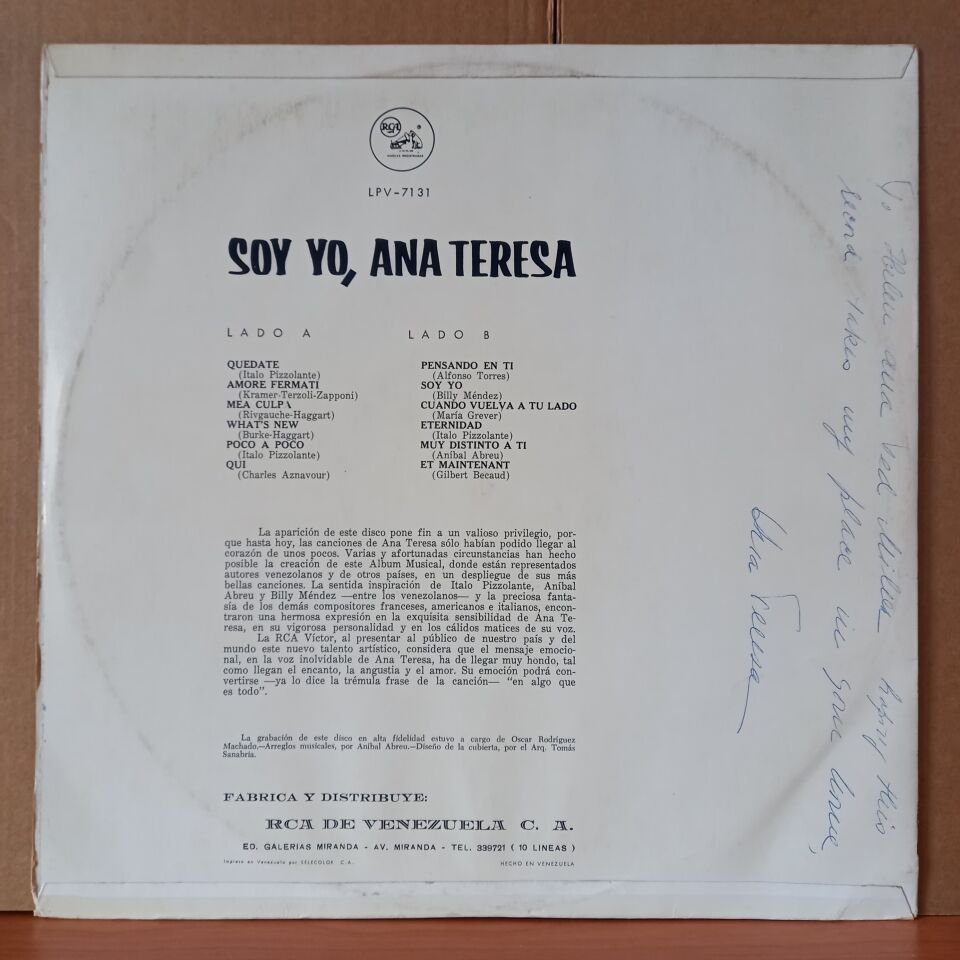 ANA TERESA – SOY YO - LP 2.EL PLAK