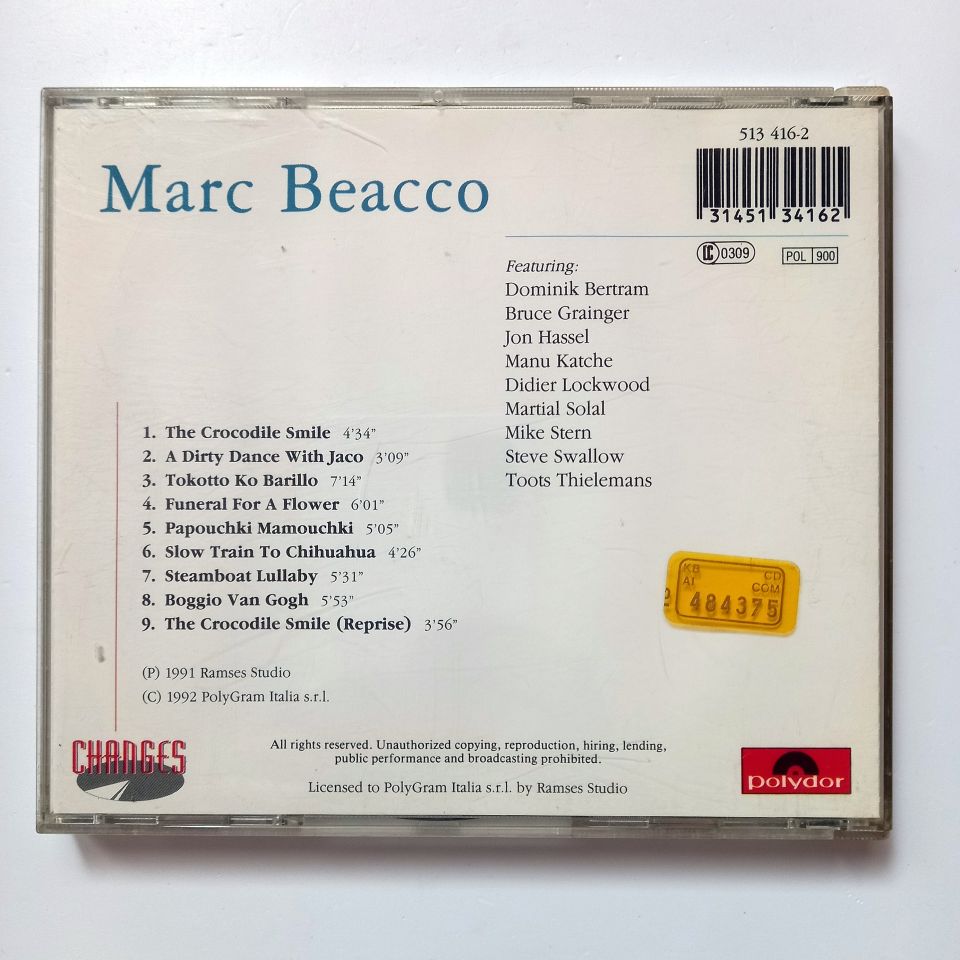 MARC BEACCO – THE CROCODILE SMILE (1991) - CD 2.EL