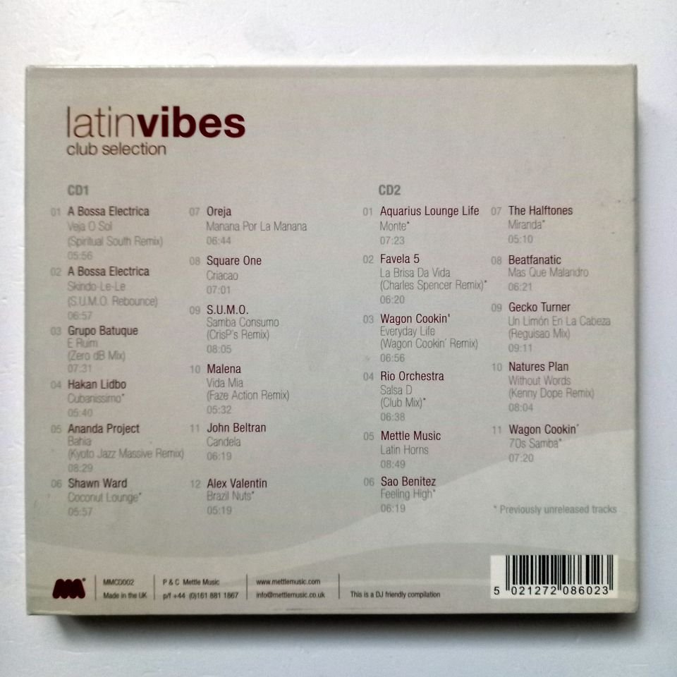 VIBES - LATIN VIBES: CLUB SELECTION / A BOSSA ELECTRICA, OREJA, MALENA, ANANDA PROJECT, METTLE MUSIC, NATURES PLAN, RIO ORCHESTRA (2005) - 2CD 2.EL